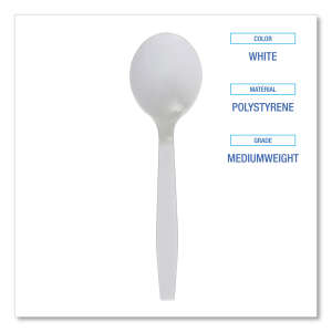 Boardwalk, Mediumweight Polystyrene Cutlery, Soup Spoon, White