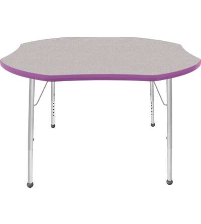Creative Colors® Activity Table, Shamrock, 48" Diameter, Gray Nebula Top Color, Purple Edge Color, Standard Leg Height, Platinum