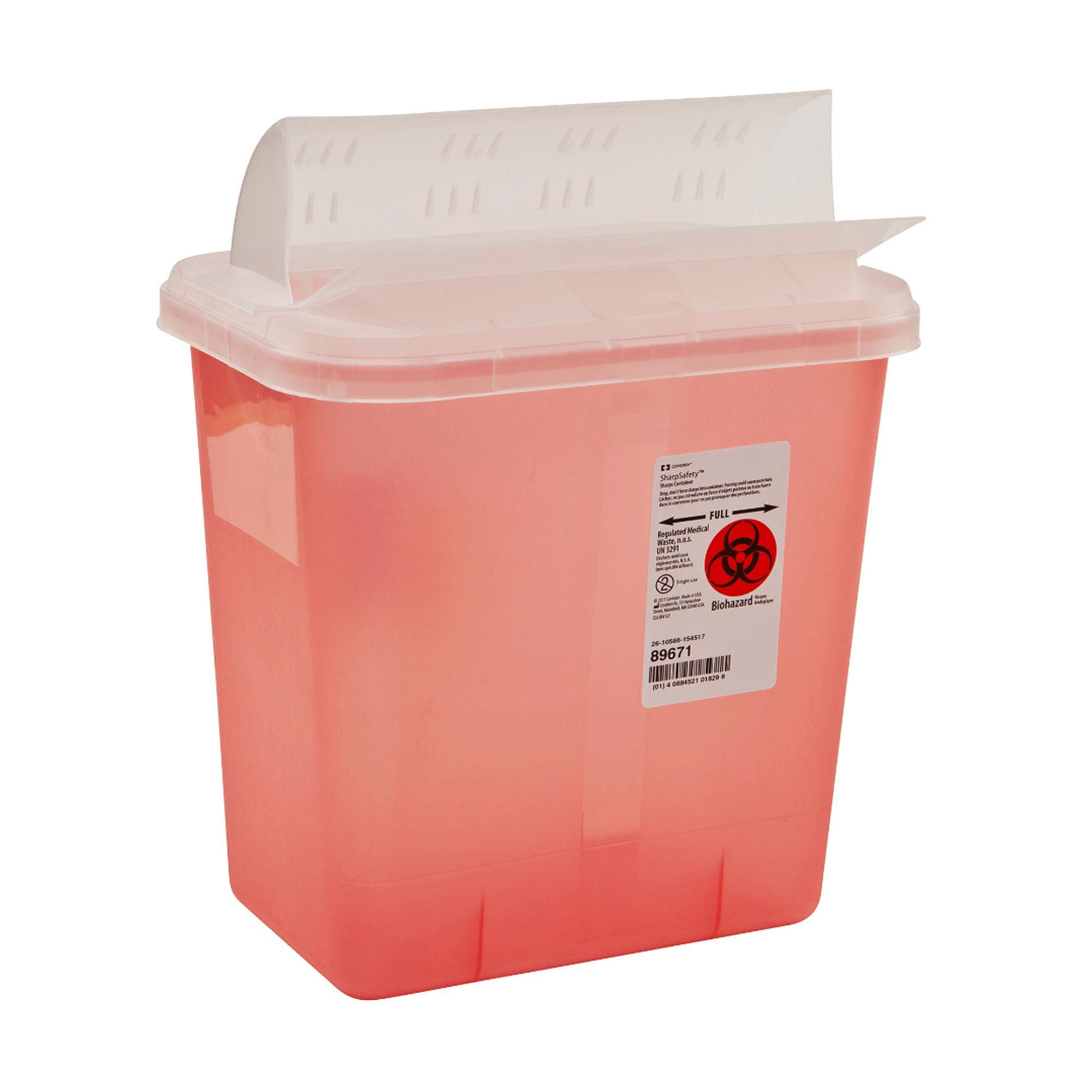 SharpSafety™ Multi-purpose Sharps Container, 2 Gallon, 10.5 x 12.75 x 7.25 Inch
