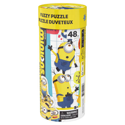 Spin Master, Despicable Me Minions Fuzzy Puzzle Canister with Bookmark, 48-piece Puzzle for Kids, Ages 5+