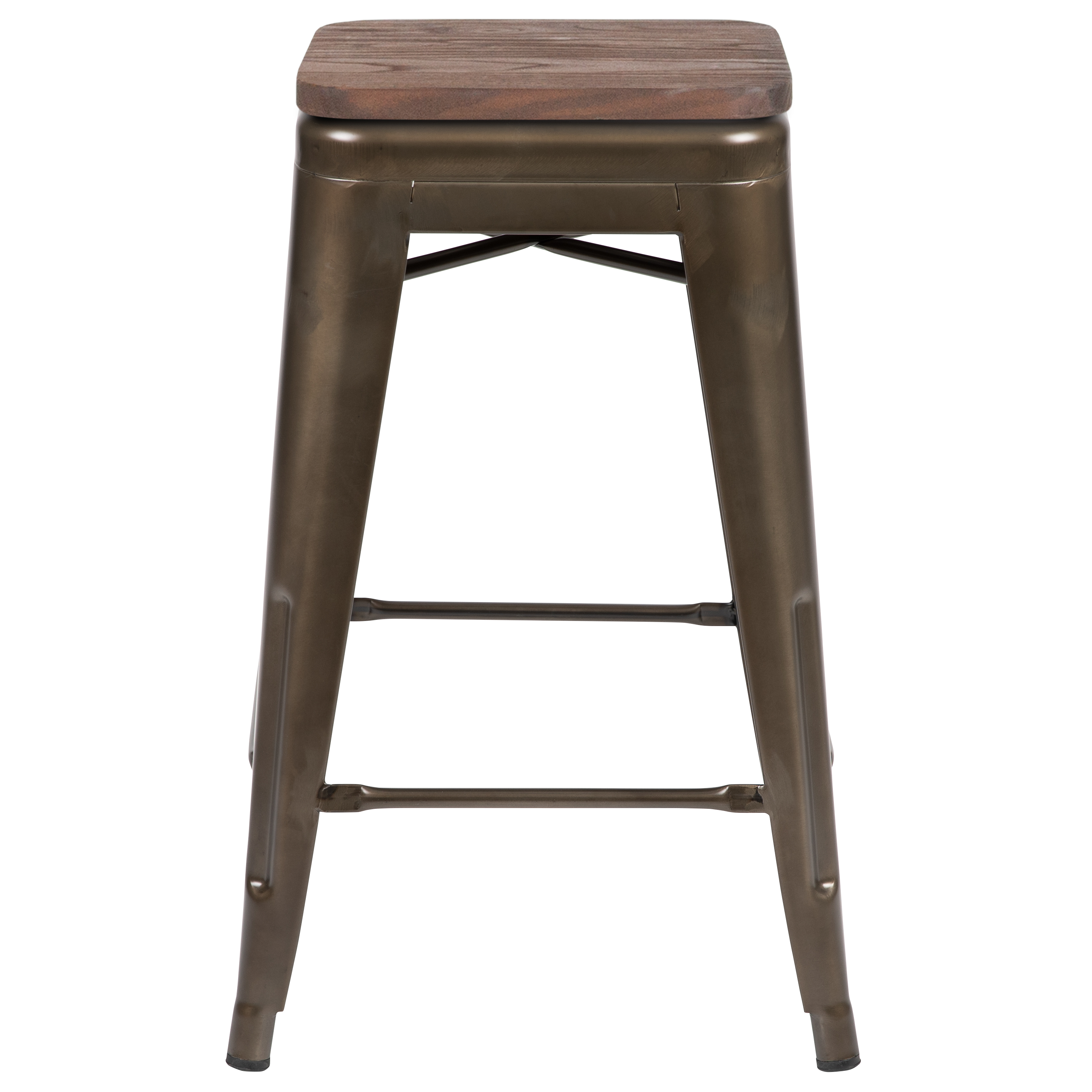 Cierra 24" High Metal Counter-Height, Indoor Bar Stool with Wood Seat in Gun ... - Picture 9 of 49