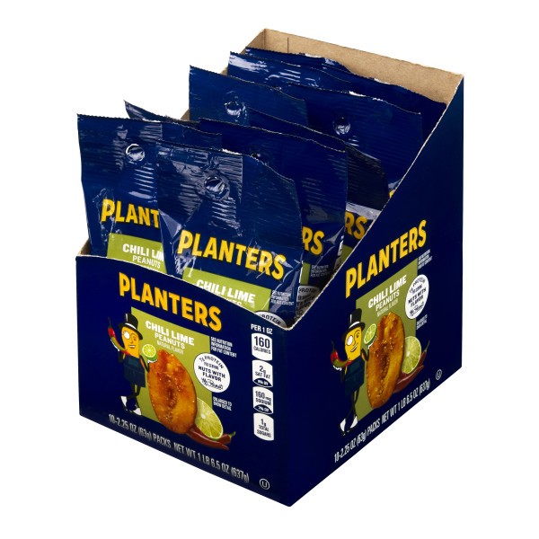 PLANTERS(r) Chili Lime Peanuts 30/2.25oz . C1RP - Front Right Pallet/Display (Hi Res)