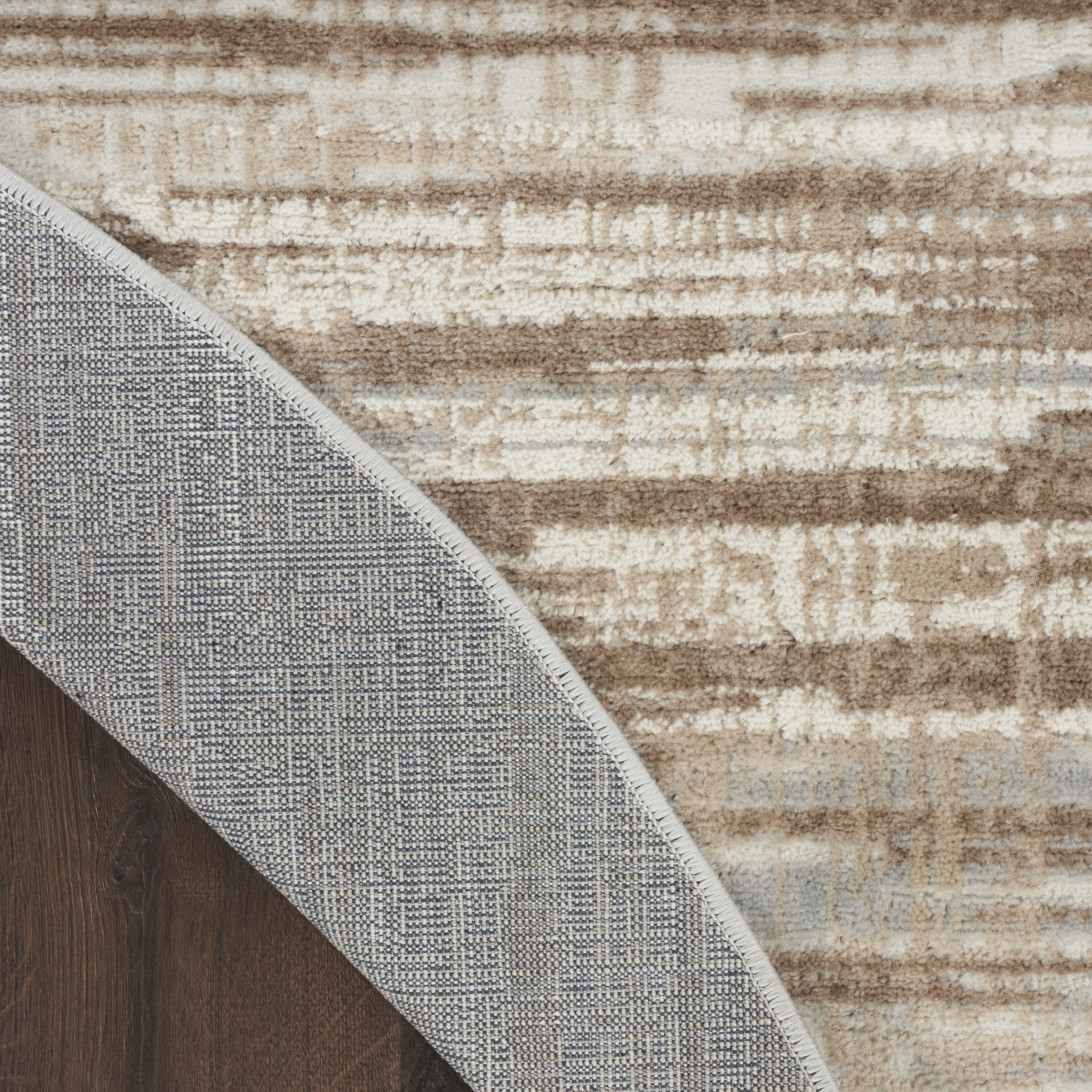 Nourison Elation 5'3" x Round Ivory Grey Modern Indoor Rug