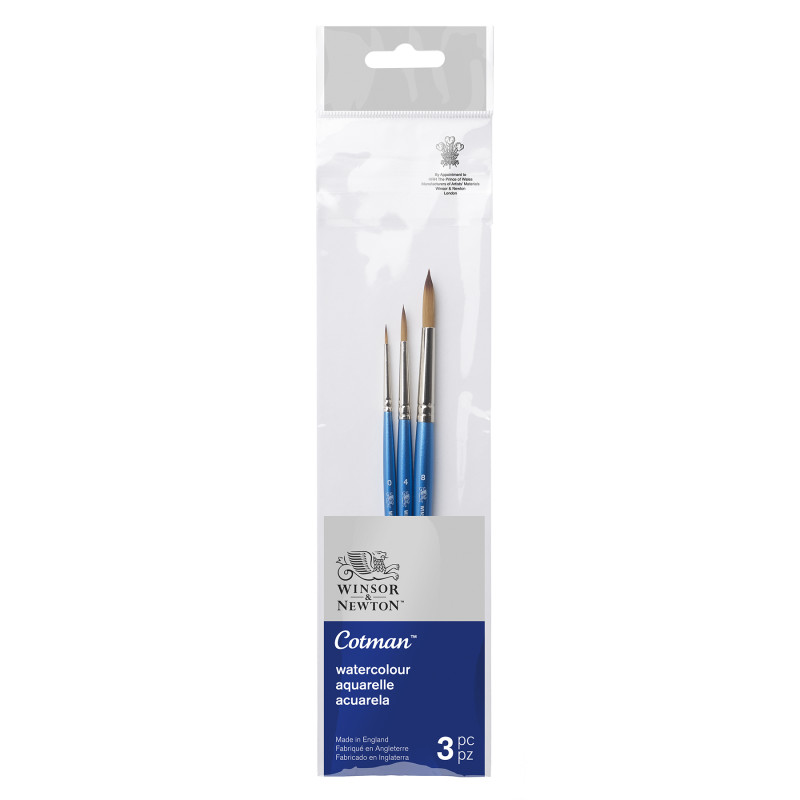 Cotman Watercolor Brushes Pack #2, Short Handle, Set of 3