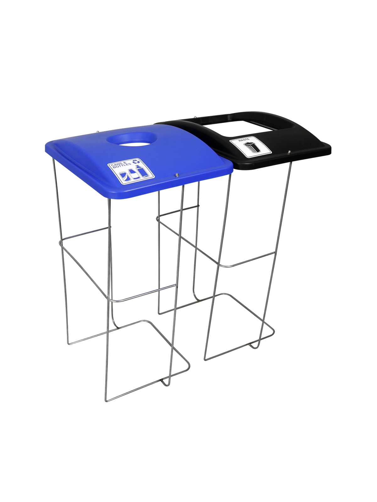 WIRE EVENT CONTAINER (2 Pack) – Double – Kit – Cans & Bottles-Waste – Circle-Full – Blue-Black