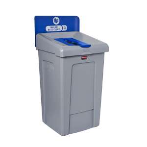 Rubbermaid Commercial, Slim Jim®, 33gal, Blue, Recycling Station Billboard
