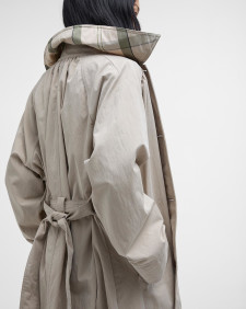Garbo Showerproof Trench Coat Light Sand/Rosemary Tartan