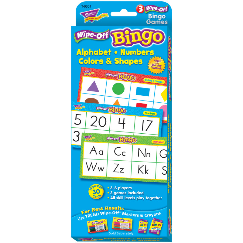 Alphabet, Numbers, Colors & Shapes Wipe-Off® Bingo