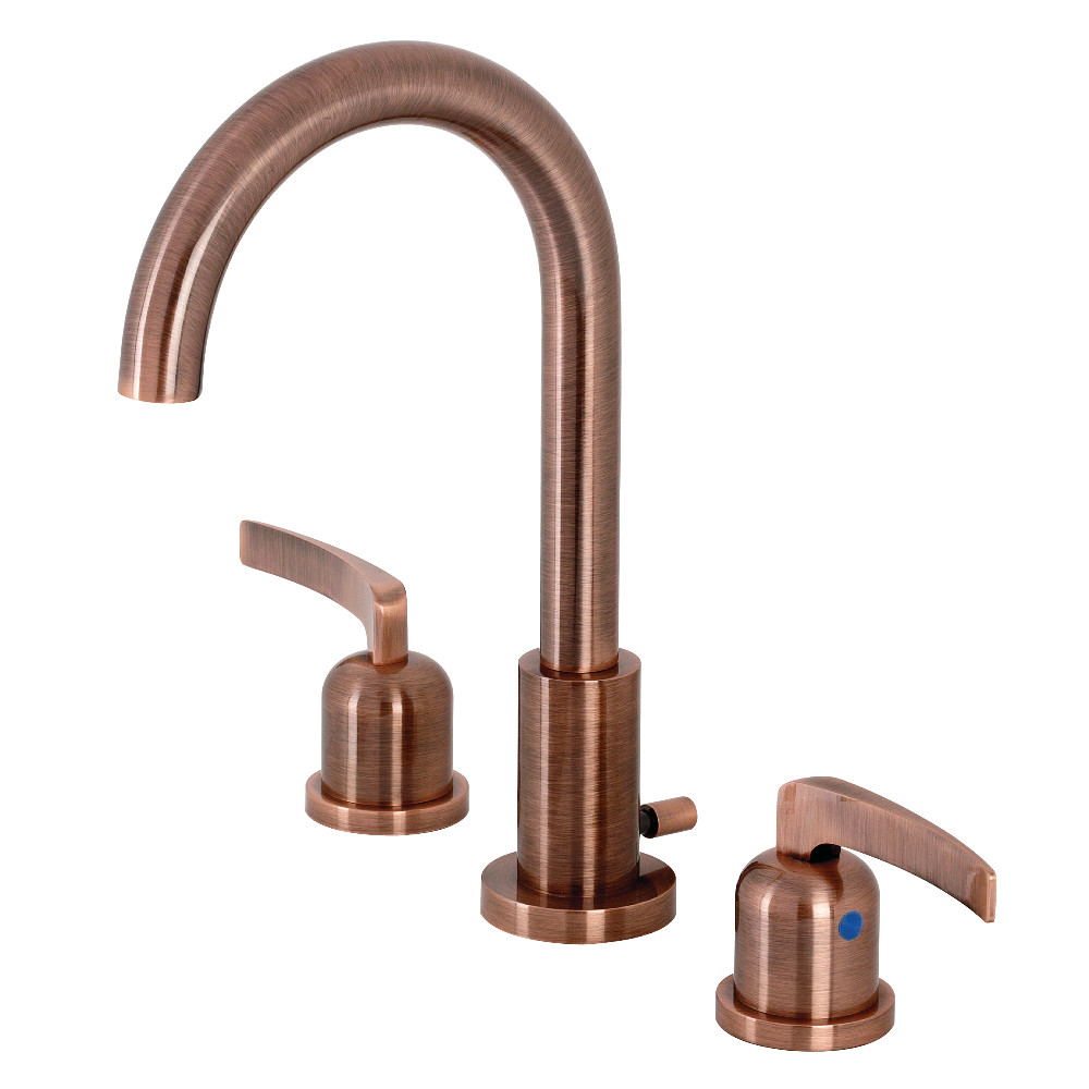 3-Hole Deck Widespread Bathroom Faucet with Brass Pop-Up, Antique Copper with 7 Finish Options