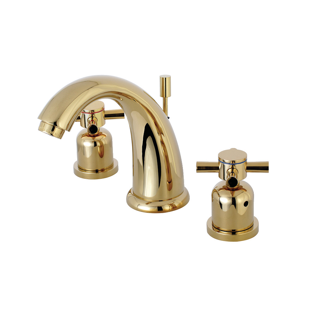 Two-Handle 3-Hole Deck Mount Widespread Bathroom Faucet with Pop-Up Drain, Polished Brass with 3 Finish Options