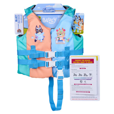 SwimWays Bluey Life Jacket, US Coast Guard Approved Life Vest, Kids Swim Vest and Swimming Aid, Bluey Life Jackets for Kids 33-55 lbs