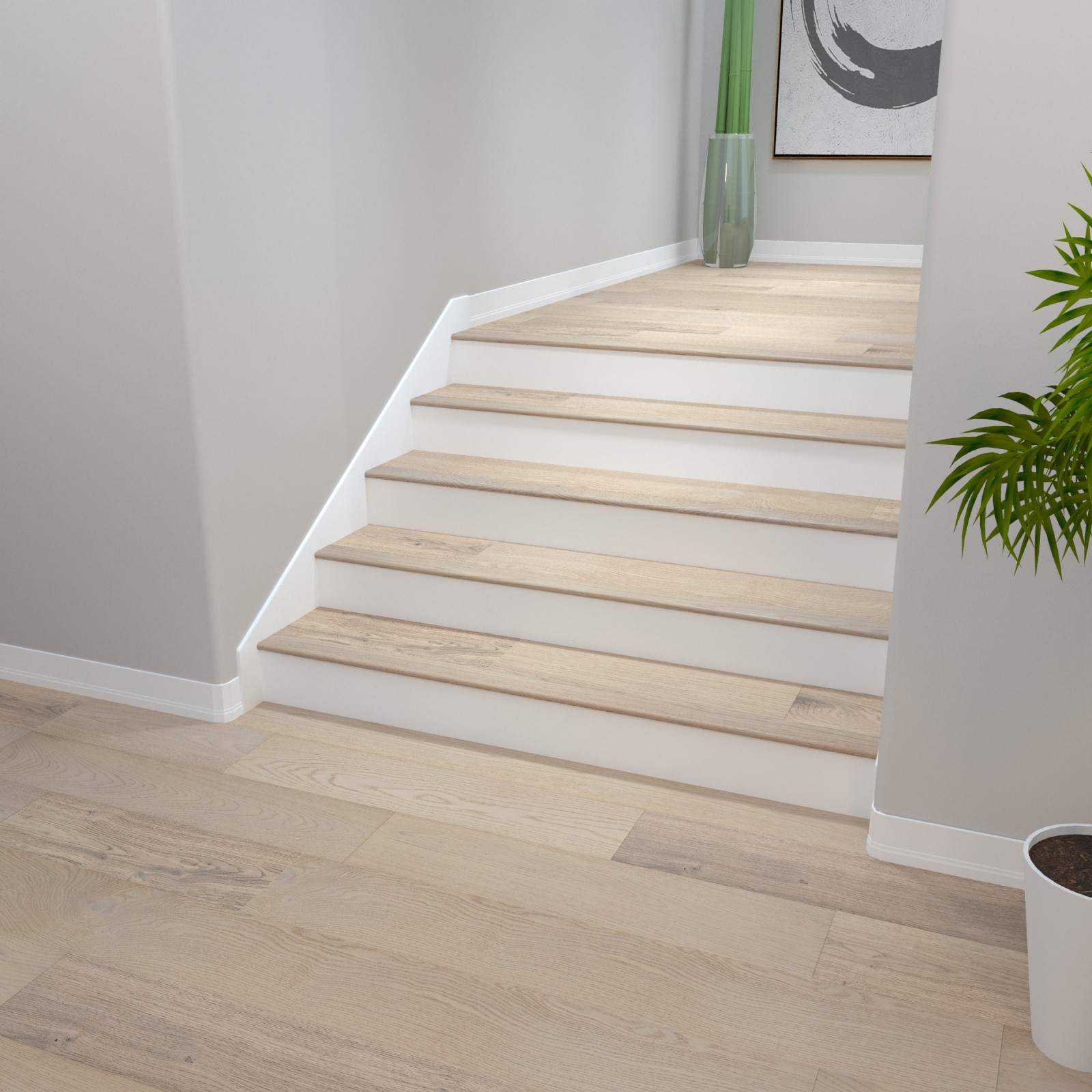 Beach Town Blanc Cali Hardwoods Stair Nosing Flush view 2