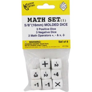 Math Set 1 Positive/Negative/Operators Dice, Set of 8