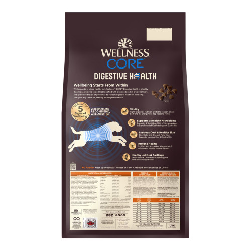 Wellness CORE Digestive Health Large Breed Chicken & Brown Rice back packaging