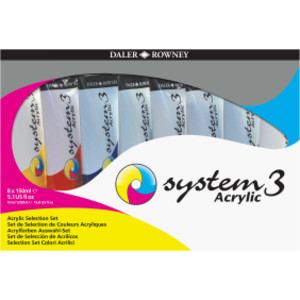 System3 Acrylic Paint Jumbo Selection Set, Assorted Colors, 150ml, 8 Pieces
