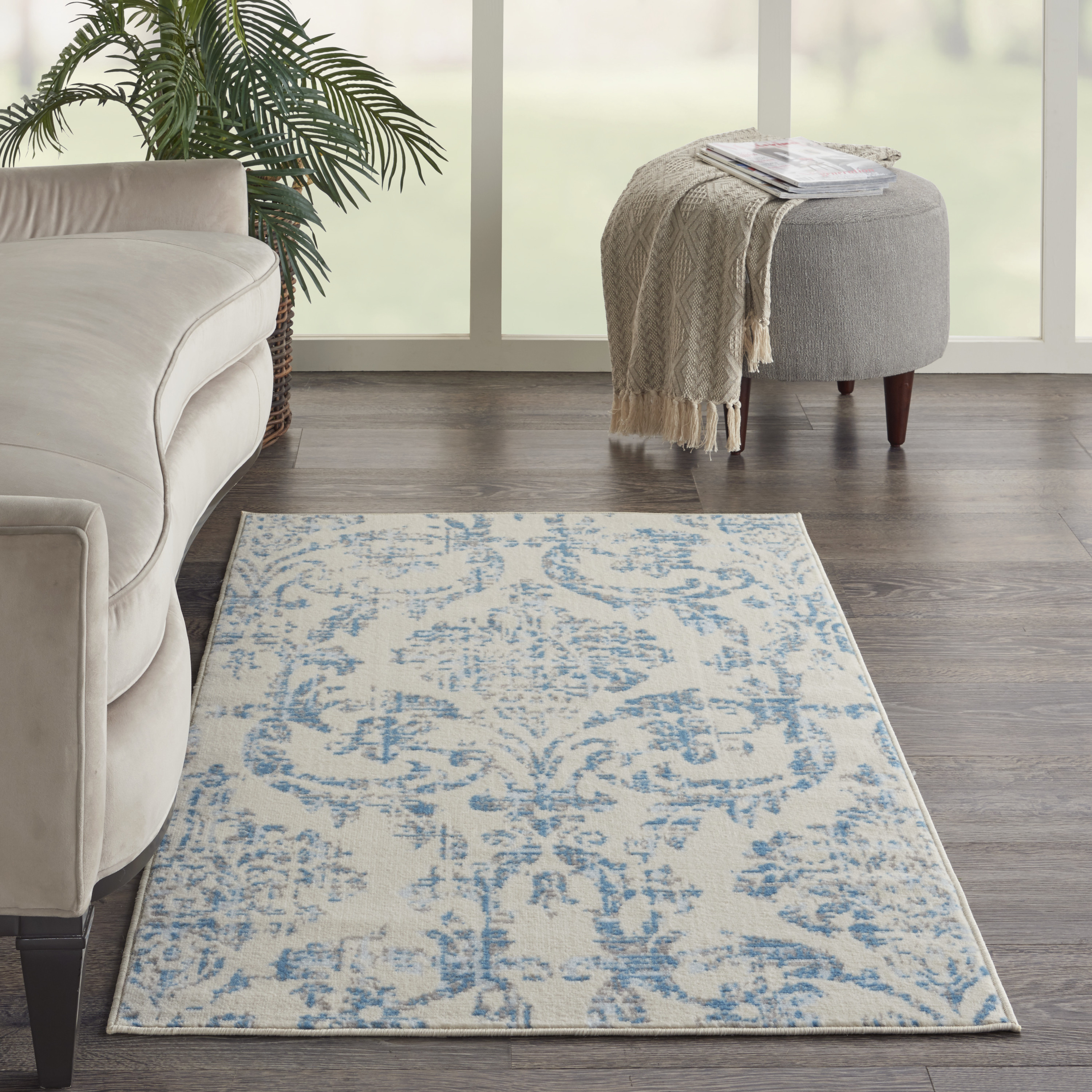 Nourison Jubilant 3' x 5' Ivory Blue Vintage Indoor Rug