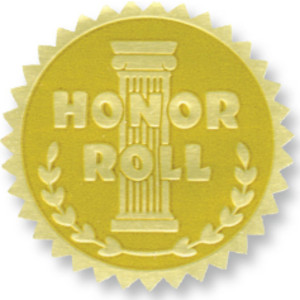 Gold Foil Embossed Seals, Honor Roll