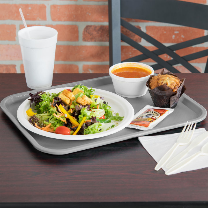 14" x 18" polypropylene fast-food tray in gray