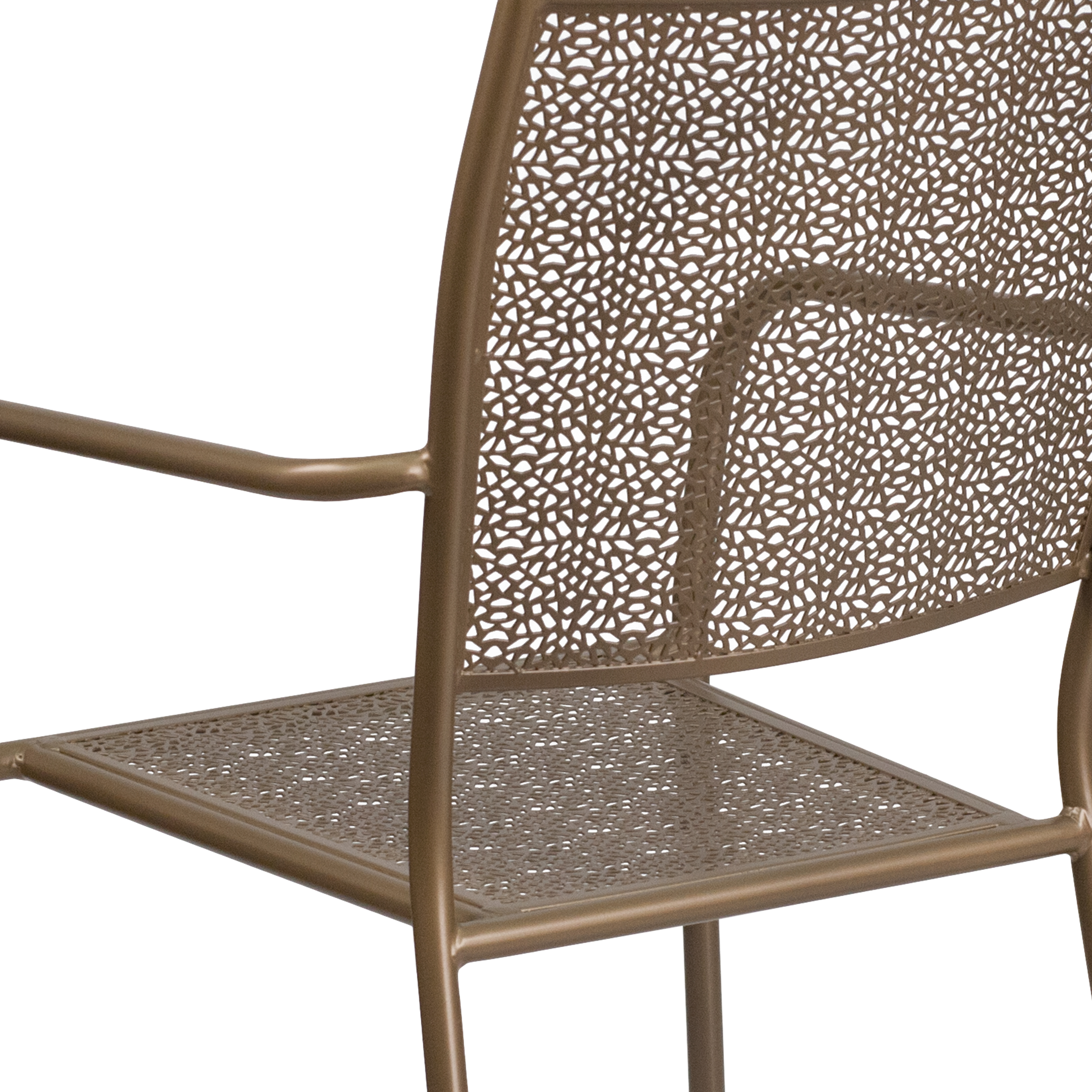 Commercial Grade Sky Blue Indoor-Outdoor Steel Patio Arm Chair with Square Back - Picture 40 of 61