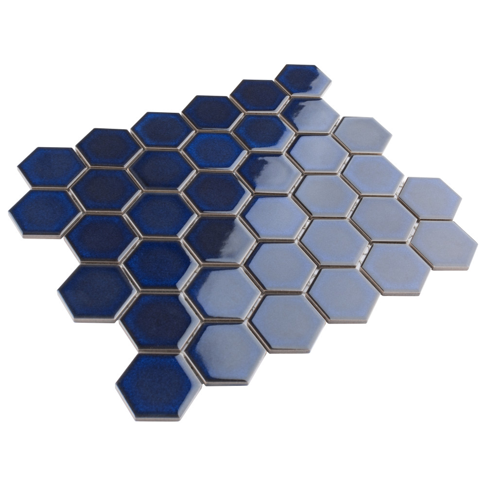 Tribeca 2″ Hex Glossy Cobalt 11-1/8 in. x 12-5/8 in. Porcelain Mosaic Tile