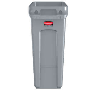 Rubbermaid Commercial, Vented Slim Jim®, 16 gal, Resin, Gray, Rectangle, Receptacle