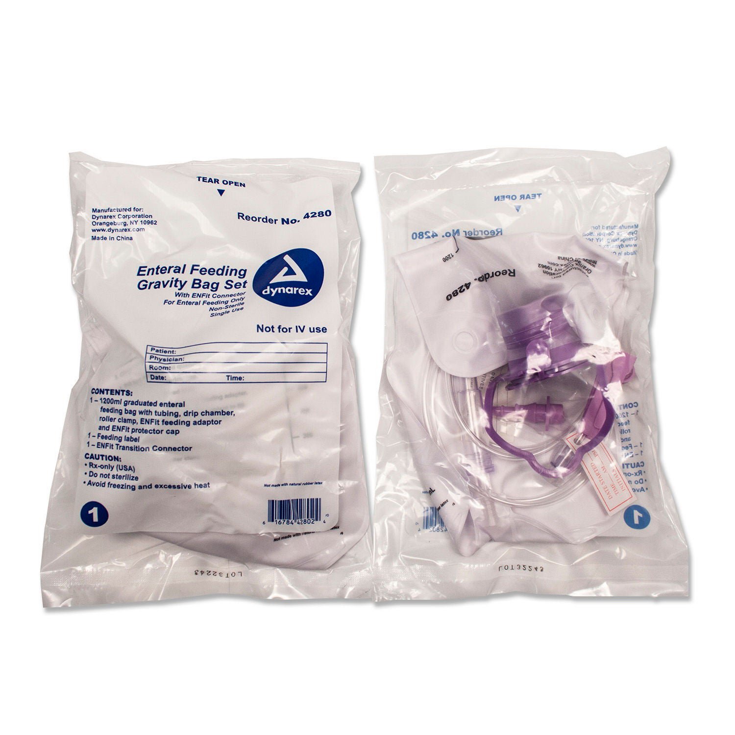 Dynarex GRAVITY BAG SET, 1200CC ENTERAL BAG W/ENFIT CONNECTOR (30/CS