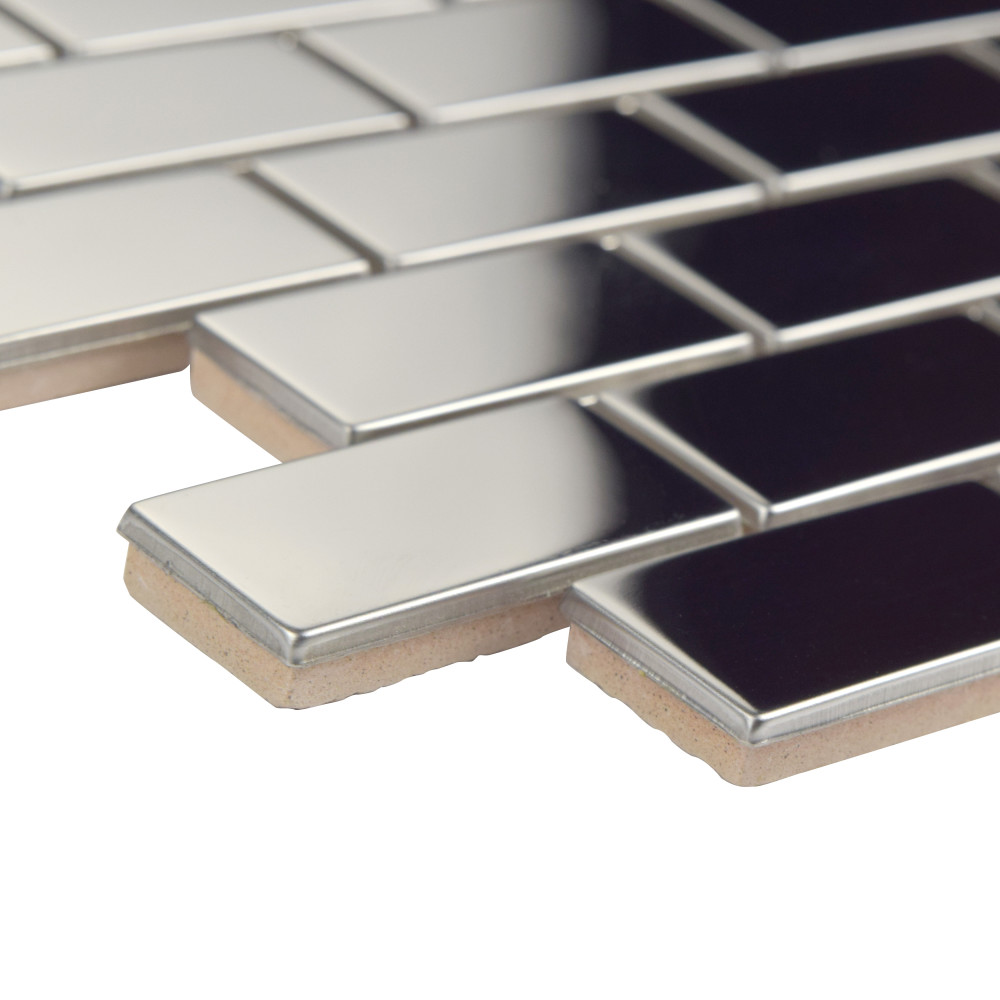 Meta Standard Subway Mirror Stainless Steel 11-3/4 in. x 11-3/4 in. Metal Mosaic Tile