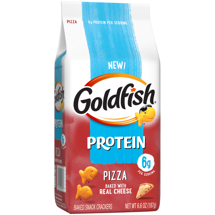 Goldfish® 6g Protein Pizza Crackers, 6 oz, bag - Left Angle Image