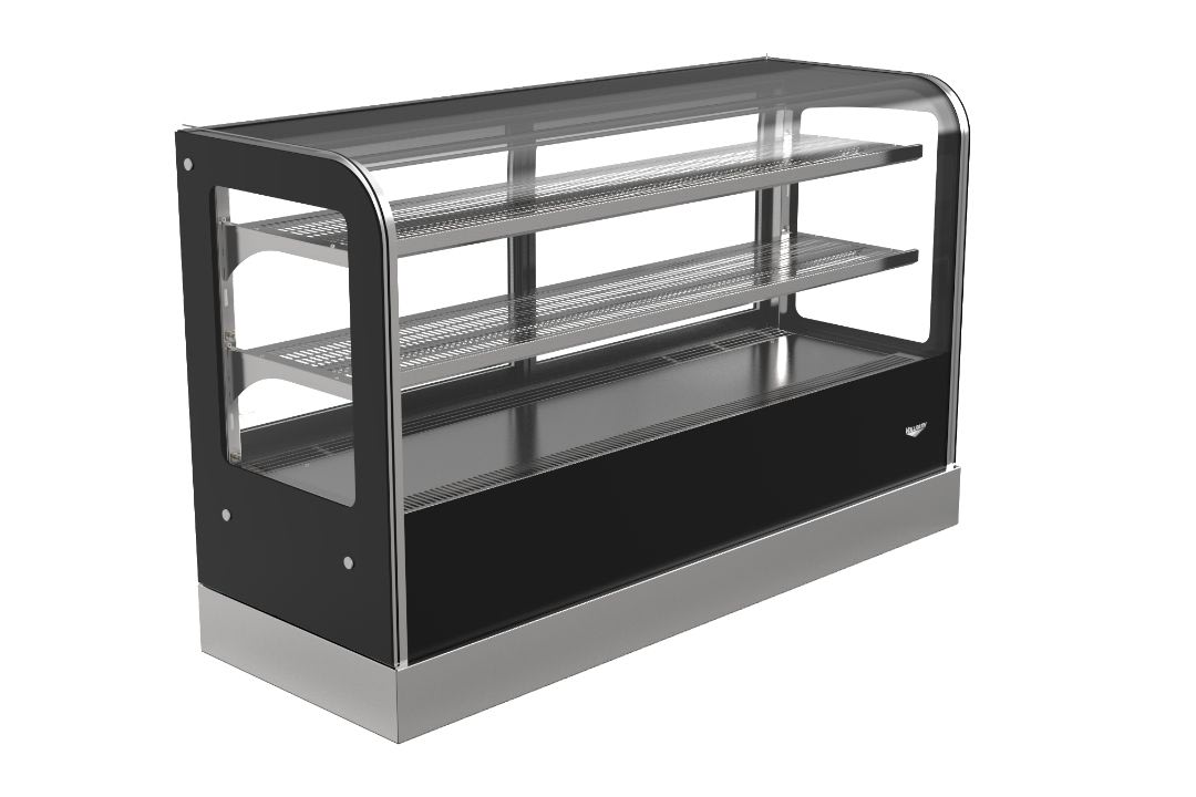 60-inch-wide 120-volt cubed-front countertop heated deli display case with rear access
