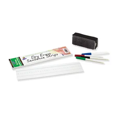 Pacon  Dry Erase Sentence Strips, White, 1-1/2 in x 3/4 in ruled 3