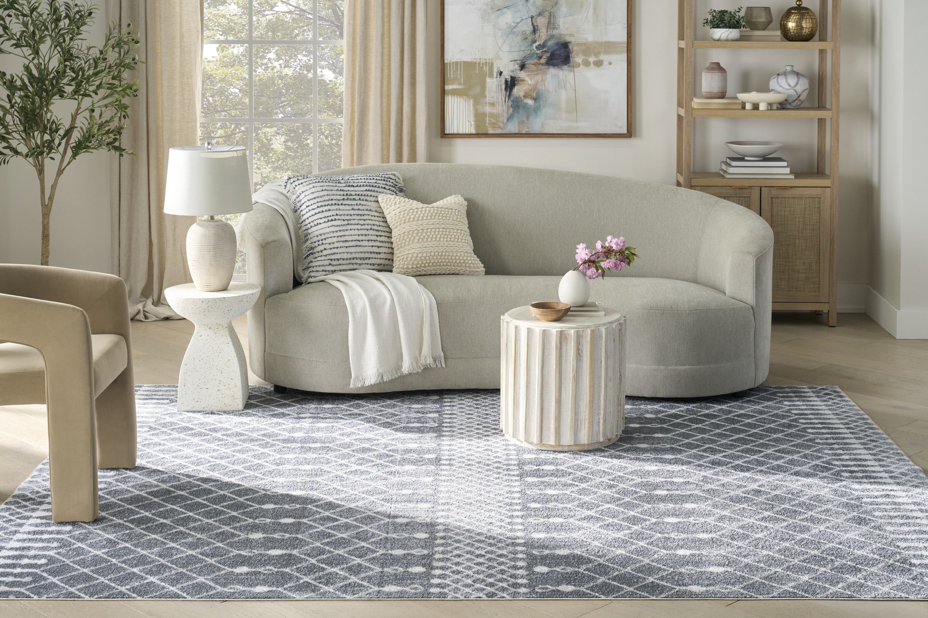 Nourison Astra Machine Washable 6'7" x 9' Denim Bohemian Indoor Rug