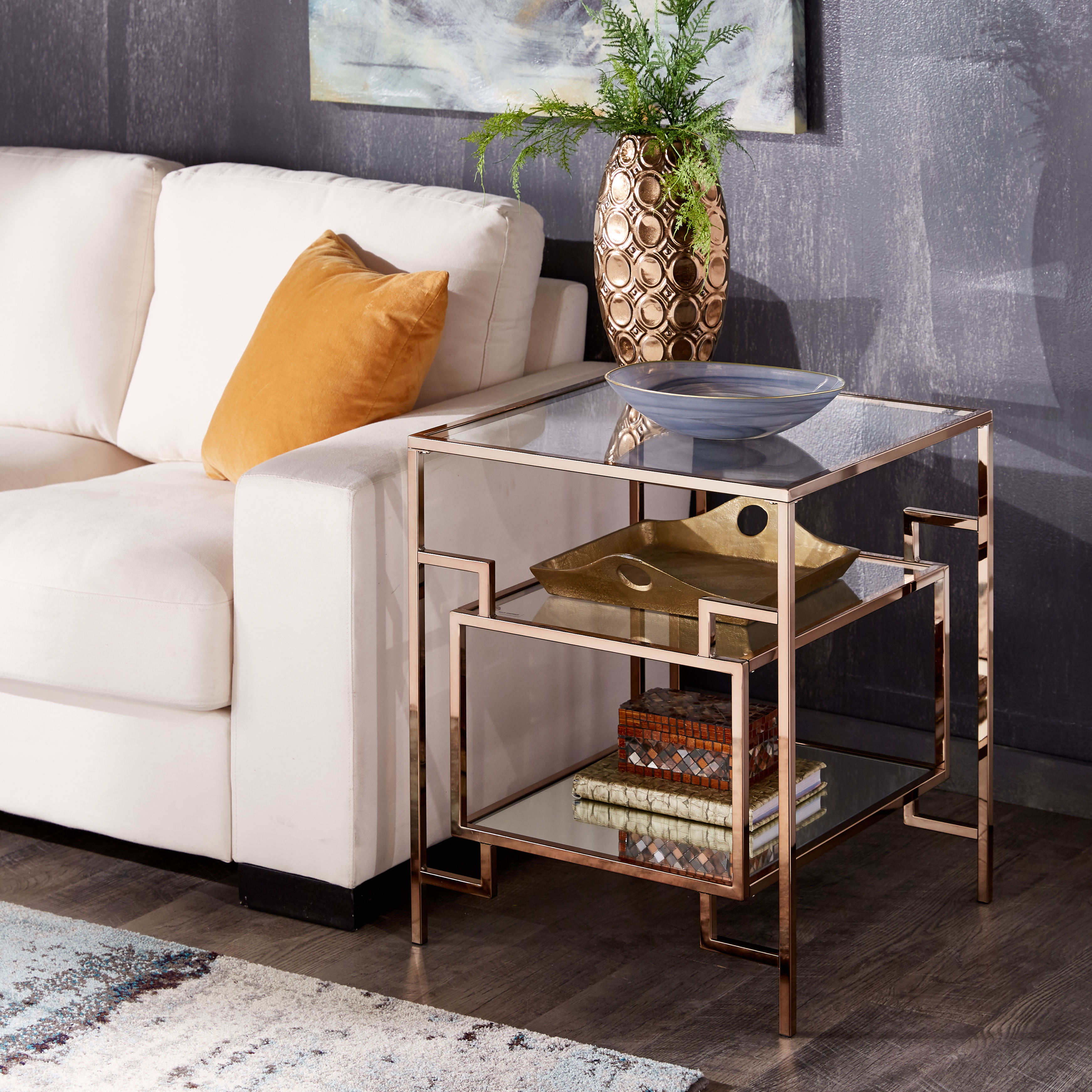 Champagne Gold Finish Side Table