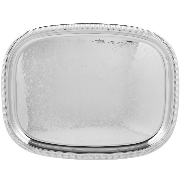 17 ⅞-inch Elegant Reflections oblong stainless steel serving tray