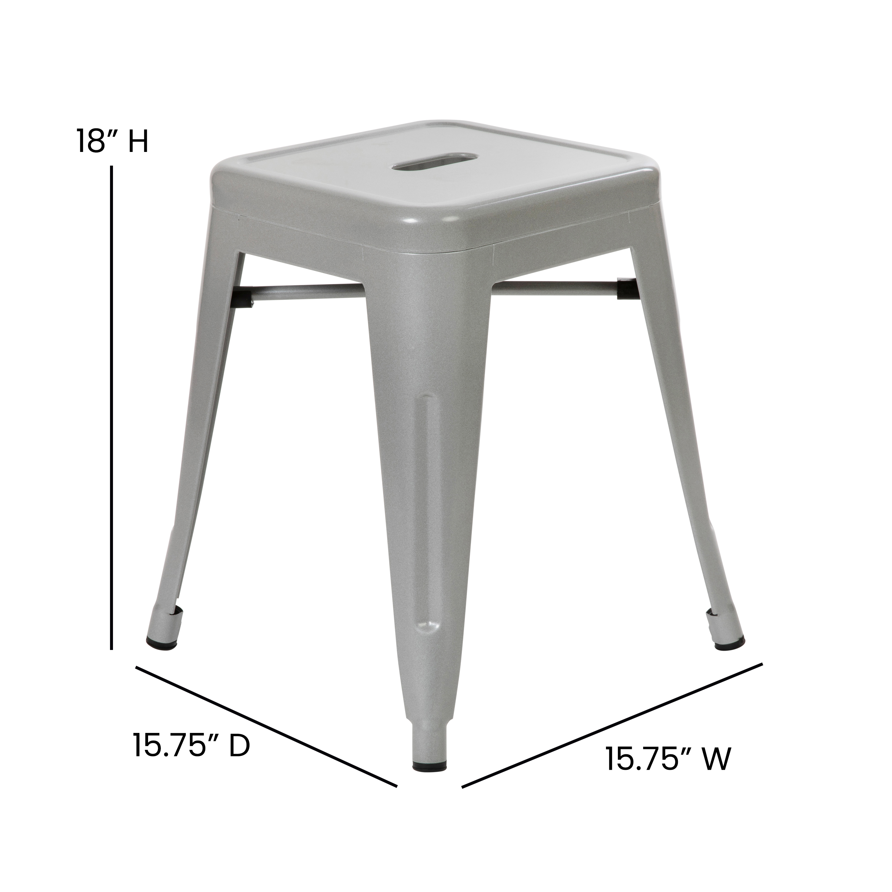 18" Table Height Stool, Stackable Backless Metal Indoor Dining Stool, Commerc... - Picture 51 of 114
