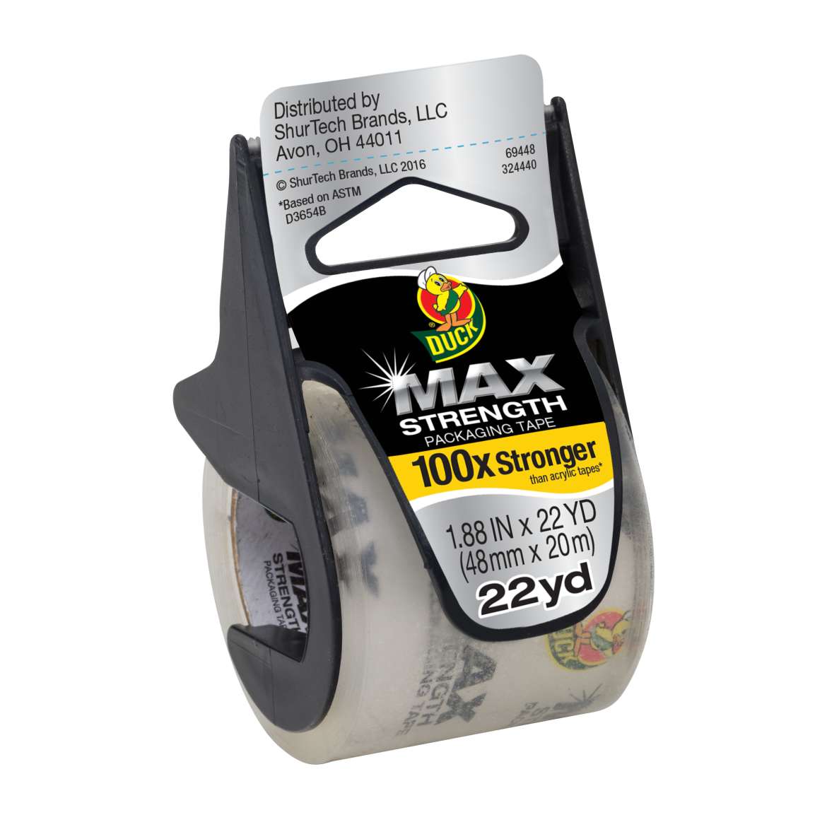 Duck® MAX Strength Packing Tape With Dispenser - Clear, 1.88 in. x 22 yd. Image