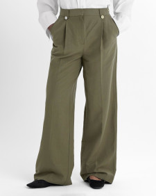 Ava Wide-Leg Trousers Dusky Green