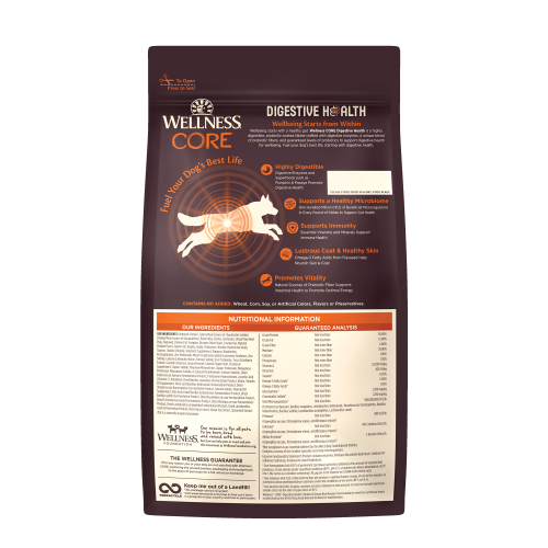 Wellness CORE Digestive Health Chicken & Brown Rice back packaging