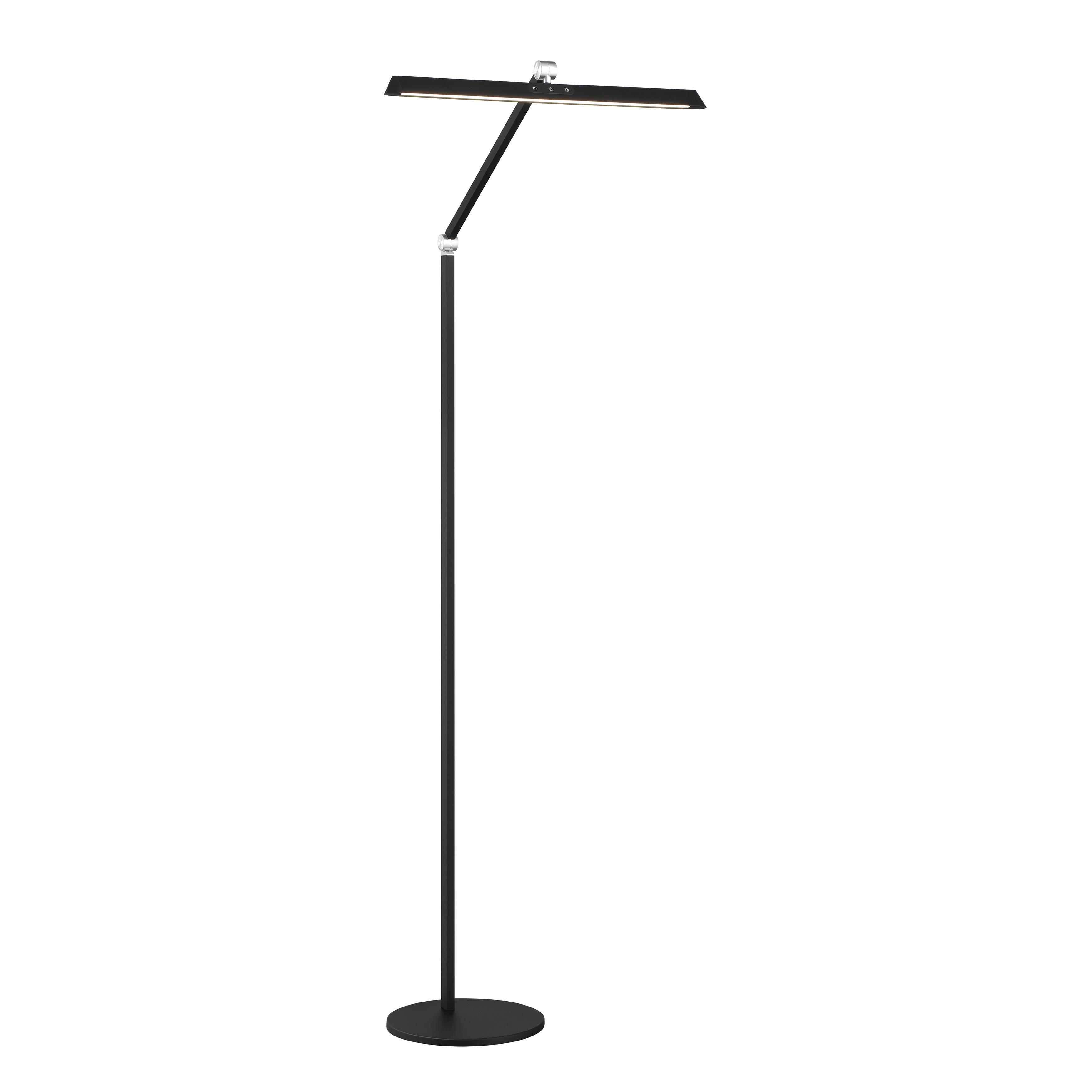 This sleek LED floor lamp combines contemporary design with practical functionality. Featuring adjustable height up to 51 inches and innovative color-changing technology, it delivers 849 lumens of dimmable light with excellent energy efficiency. - alternate view