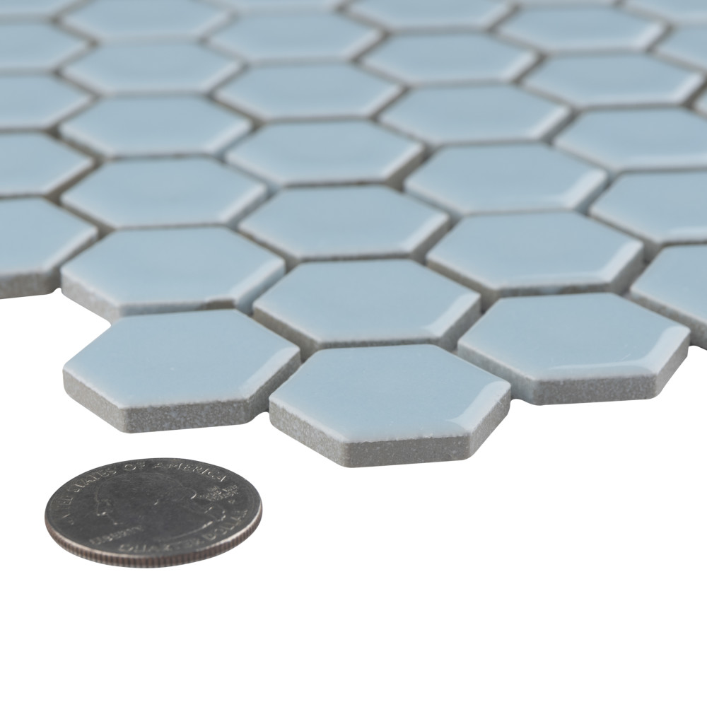 Hudson 1″ Hex Cashmere Blue 11-7/8 in. x 13-1/4 in. Porcelain Mosaic Tile