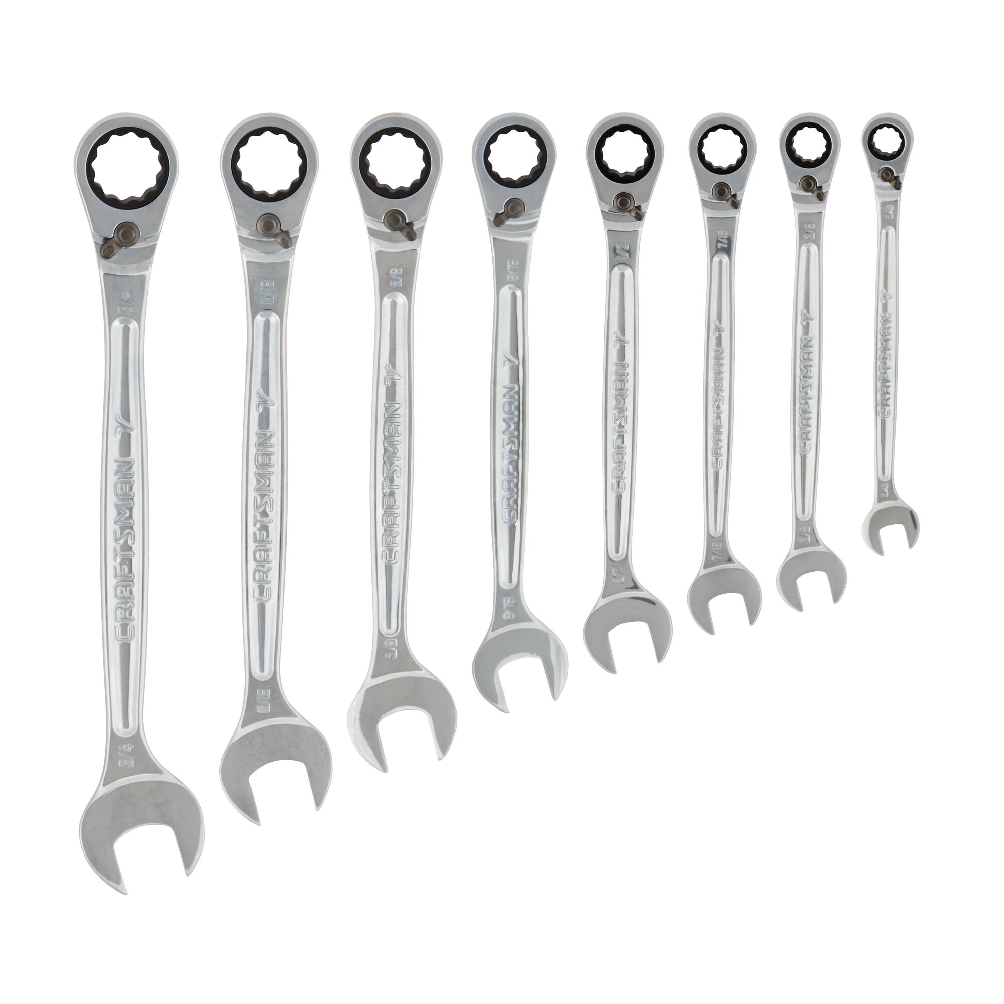 V series S A E reversible ratcheting combination wrench set (8 piece).