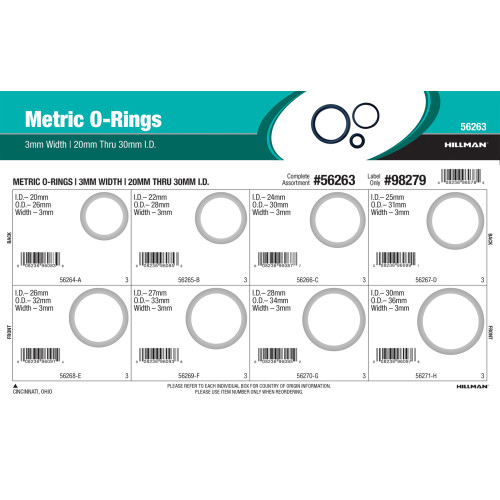 Nitrile Metric O-Ring Assortment (3mm Width)