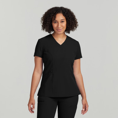 White Cross V-Tess Women&#8216;s 3-Pocket V-Neck Scrub Top-White Cross