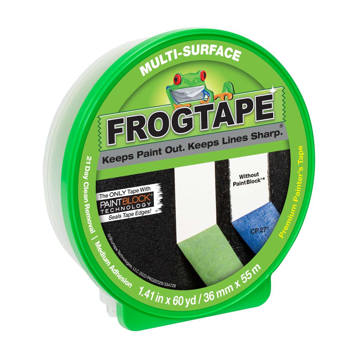 FrogTape® Multi-Surface Painting Tape - Green, 1.41 in. x 60 yd.