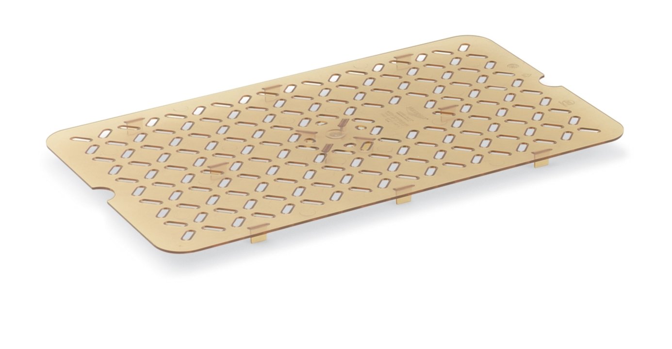Half-size Super Pan® high-temperature plastic false bottom in amber