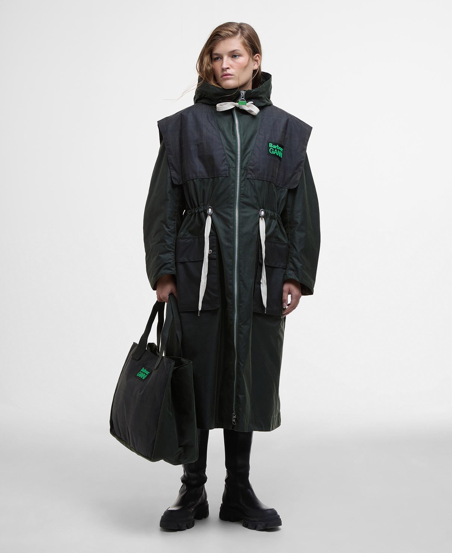 Barbour x GANNI Waxed Parka Jacket image number 3