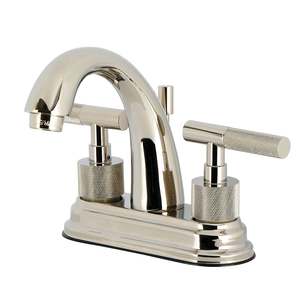 Double-Handle 4" Centerset Bathroom Faucet with Brass Pop-Up, Polished Nickel with 7 Finish Options