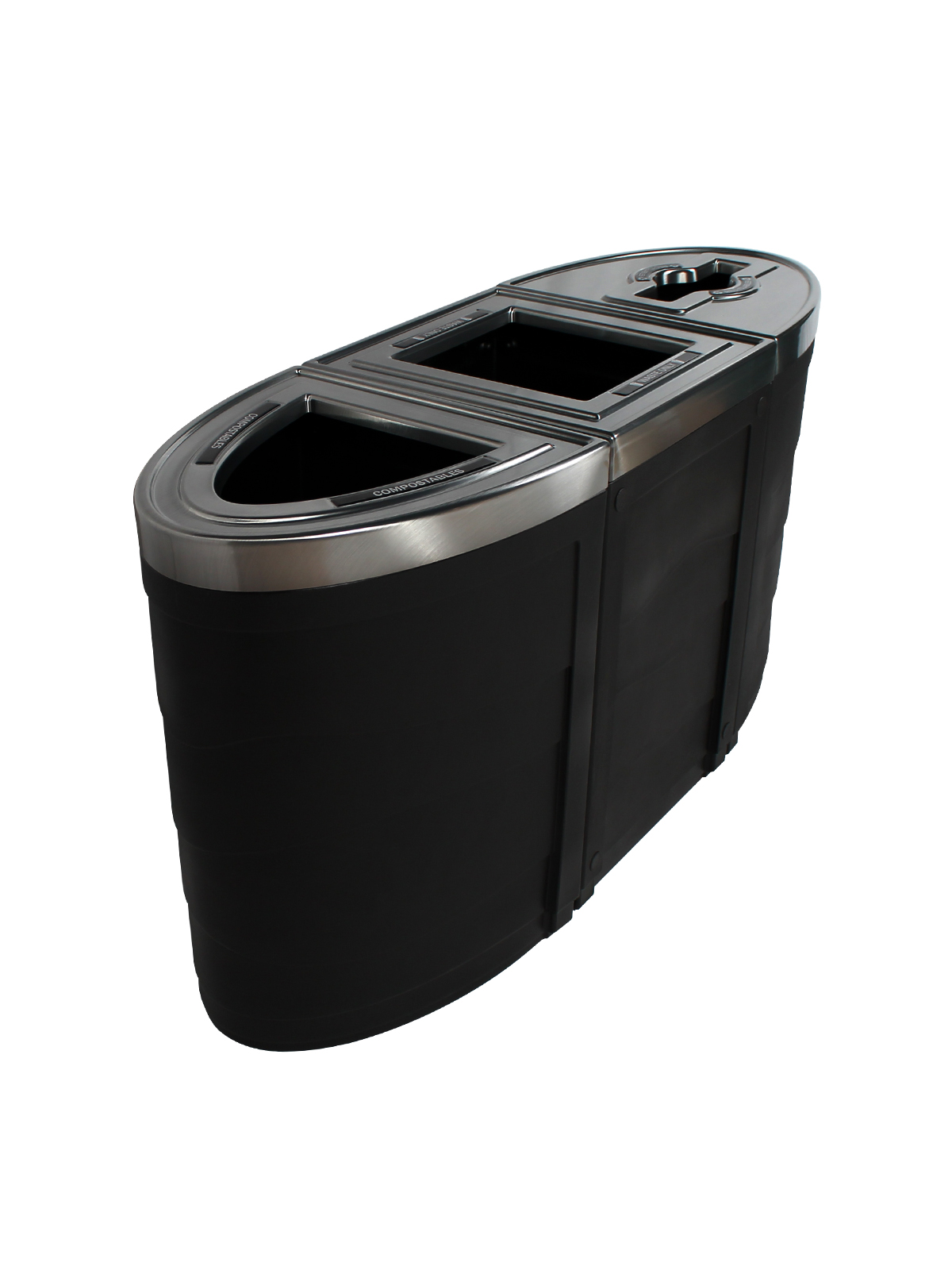 EVOLVE – Triple – Kit – Compostables-Waste-Recyclables – Full-Mixed – Black