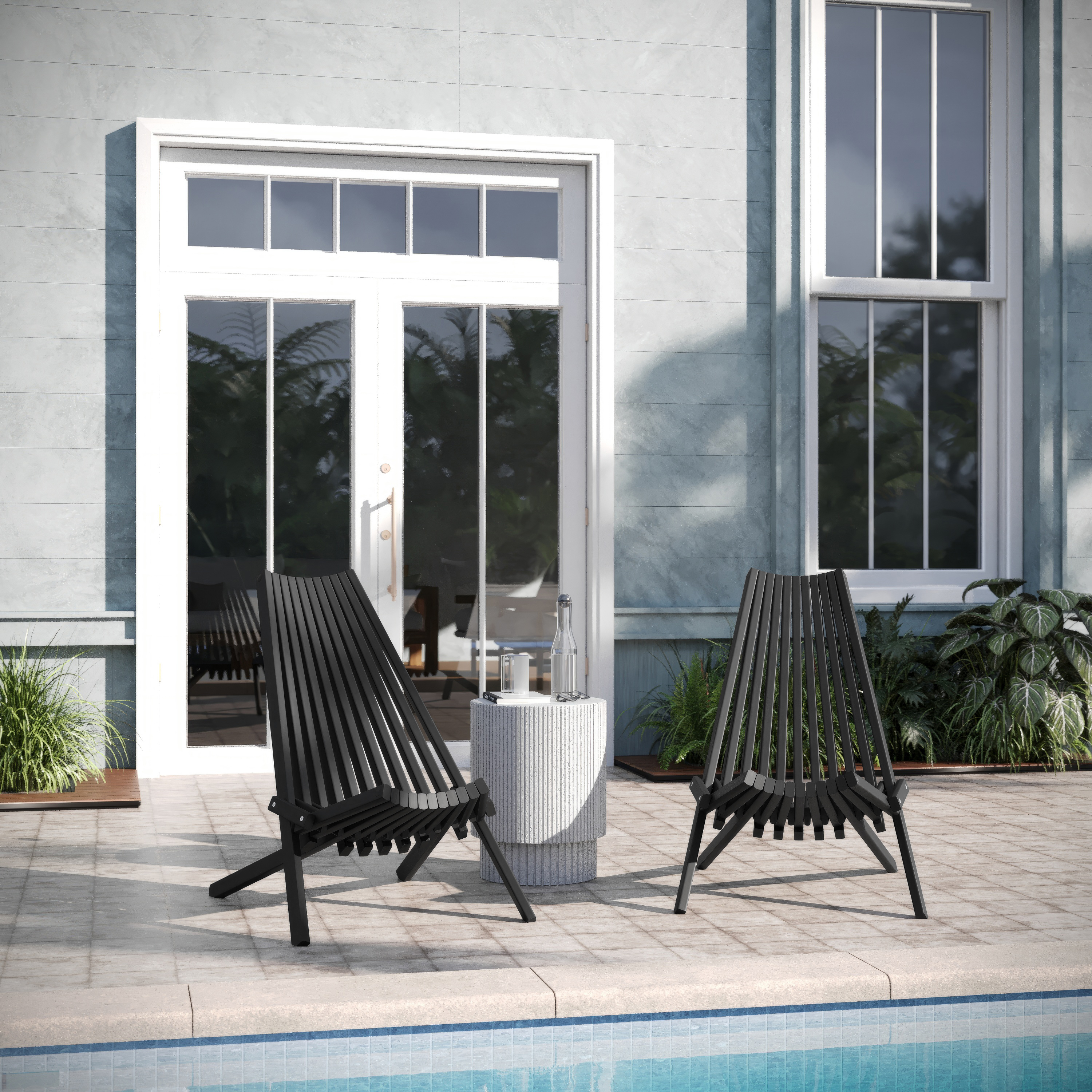 Duhram Black Folding Chair for Indoor/Outdoor Use with Acacia Wood Low Profil... - Picture 4 of 21