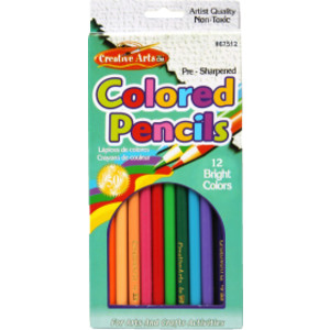 Pre-Sharpened Colored Pencils, Assorted Colors, 7 Inches, Pack of 12