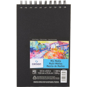 Artist Series Mixed Media Art Book, Black Cover, Side Wire Binding, 40 Sheet, 14X21.6 inch, 1 Count